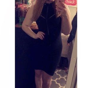 Black, High Neck Body Con Dress